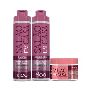 Kit Shampoo + Condicionador + Máscara Eico Salão Em Casa Cronograma e Hidratação