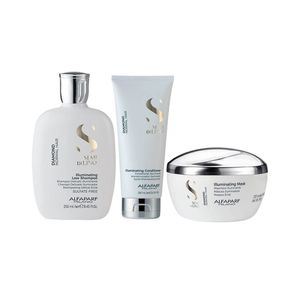 Kit Shampoo + Máscara + Condicionador Alfaparf Diamond Semi Di Lino