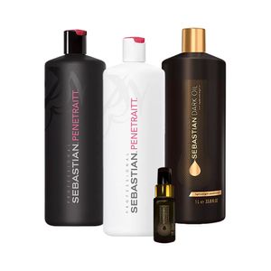 Kit Shampoo + 2 Condicionadores + Óleo Capilar Sebastian Penetrait e Dark Oil