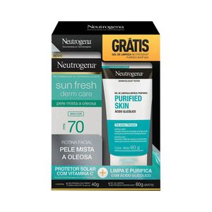 Kit Protetor Solar + Gel de Limpeza Neutrogena Facial Fps70 E Purified Skin