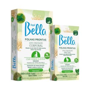 Kit Folhas Prontas Depil Bella Corporal + Facial Chá Verde