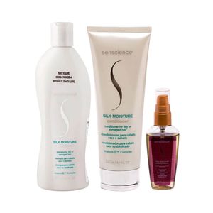 Kit Shampoo + Condicionador + Tratamento Capilar Senscience Silk Moisture e True Hue Color