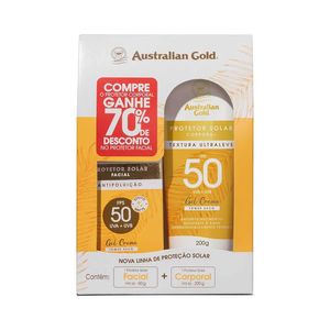 Kit Protetor Solar Corporal + Facial Australian Gold Gel Creme