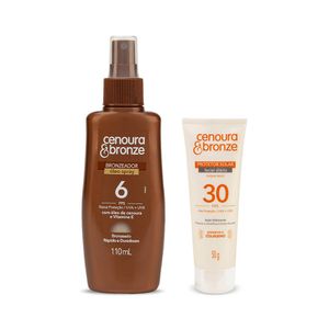 Kit Protetor Solar Cenoura e Bronze Corpo FPS 30 + Óleo Bronzeador FPS 6