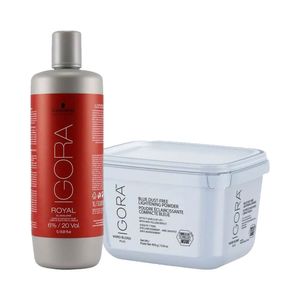 Kit Pó Descolorante Igora Vario Blond Plus 450g + Oxigenada 6% 20 Volumes 1000ml