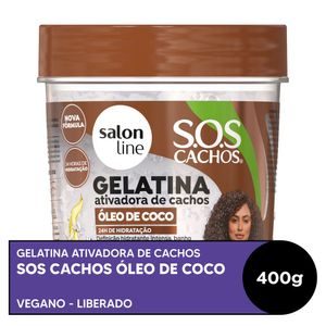 Gelatina SOS Cachos Ativadora de Cachos Óleo de Coco Salon Line 400g