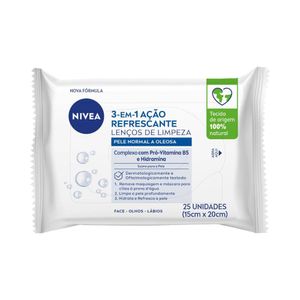 Lenço de Limpeza Nivea Demaquilante Ação Refrescante 3 em 1 25un.