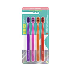 Kit 4 Escovas Dentais Kess Pro Extra Macia