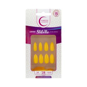 Unhas Fhaces Stiletto Colors Sun Flower 28 Unidades (UE1300)
