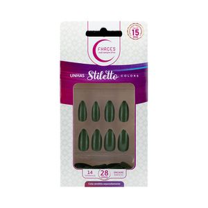 Unhas Fhaces Stiletto Colors Verde Militar 28 Unidades (UE1301)