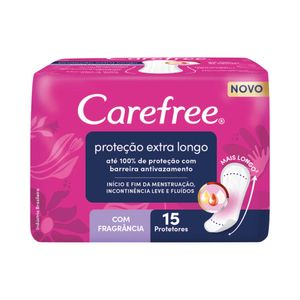 Absorvente Carefree Proteção Extra Longo com Fragrância 15 Unidades