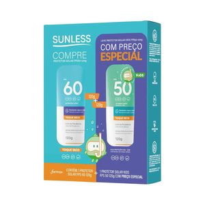 Kit Sunless Protetor Solar FPS 60 120g + Kids FPS 50 120g